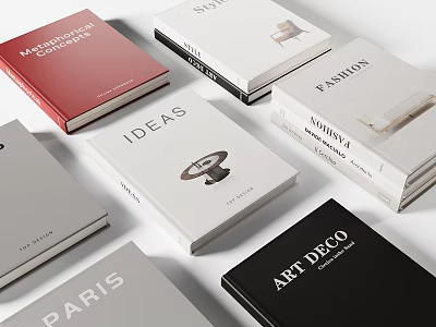 Various Theme Books Collection with Modernism Ideas Art Deco and Paris Covers 3d model