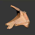 Terracotta Sculpture Featuring Curved Structure Glossy Textured Surface And Supporting Feet On Dark Background