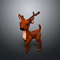 Brown Deer Figurine With White Belly And Spots In Standing Pose On Dark Background