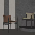 Designer Modern Accent Chairs With Brown And Beige Upholstery Metal Frames And Armrests