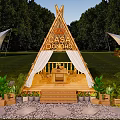CASA DONOH Campsite Featuring Wooden Triangle Structure Green Plants Platform And Surrounding Trees