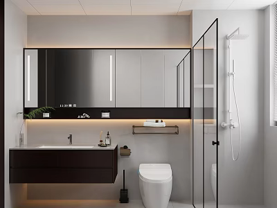 New Chinese Style Toilet Bathroom Cabinet Toilet Shower 3d model