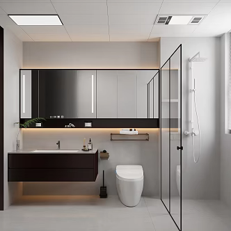 New Chinese Style Toilet Bathroom Cabinet Toilet Shower 3d model