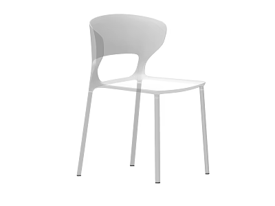Modern White Leisure Chair With Curved Backrest And Slim Metal Legs Design 3d model