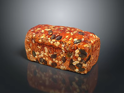 Whole Grain Bread With Various Seeds On Crusty Surface And Nutritious Look 3d model