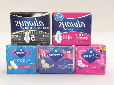 Display Of Always And Lil lets Sanitary Pads Products 3d model