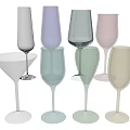 Elegant Wine Bottles And Colorful Wine Glasses With Modern Design For Home Bar