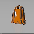 Stylish Orange Leather Backpack With Structured Silhouette Double Straps And Metal Hardware Accents