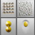 Modern Decorative Panels With Circular Crescent Patterns And Yellow Accents 3d model
