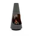 Sleek Modern Conical Gray Fireplace With Flaming Interior And Contemporary Design