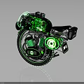 Modern Motorcycle With Green Glowing Engine Wheels And Illuminated Design Details