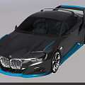 BMW Concept Car With Gray Body Blue Accents And Sporty Aerodynamic Design