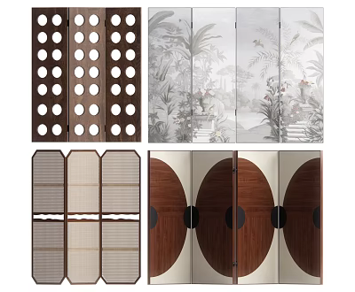 Decorative Room Dividers With Geometric Hole Patterns Floral Prints And Lattice Designs 3d model