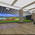 Spacious Interior Space Featuring Large Natural Landscape Screen And Wooden Flooring
