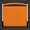 Modern Minimalist Chair With Light Wooden Frame And Orange Padded Seat Armrests