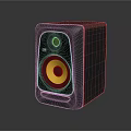 Stylish Black Audio Speaker With Yellow Circular Woofer And Modern Sleek Design