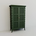 Green Sideboard With Rattan Door Panels Bamboo Style Frame And Brass Handles