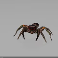 Realistic Spider With Brown Body Red Black Head And Green Orange Legs