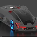 Futuristic Streamlined Silver Sports Car With Blue Lighted Wheels And Red Tail Lights