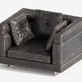 Dark Gray Leather Single Sofa With Modern Design And Comfortable Pillow 3d model