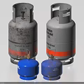 Industrial Equipment Showcasing Large Gray And Small Blue Propane Cylinders For Industrial Use