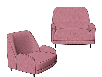Modern Pink Fabric Single Sofa With Stylish Design And Black Legs For Home Decor 3d model