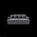 Tech Exhibition Hall Featuring Modern Gray Fabric Sofa With Four Cushions 3d model