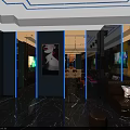 Modern Luxury KTV Interior Design With Blue LED Lighting Comfortable Sofas And Large Screens