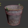 Vintage Rusty Metal Bucket With Iron Handle And Weathered Surface