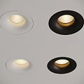 Modern Ceiling Installed Downlights and Spotlights with White Black Frames and Warm Light 3d model