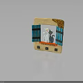 Decorative Wall Furniture With Blue Shutters White And Gray Cats On Windowsill Stone Wall Texture