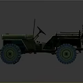 Green Vintage Military Utility Vehicle With Open Top Large Tires And Star Emblem