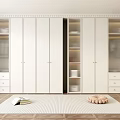 Modern White Wardrobe Interior With Glass Doors And Drawer Storage Space