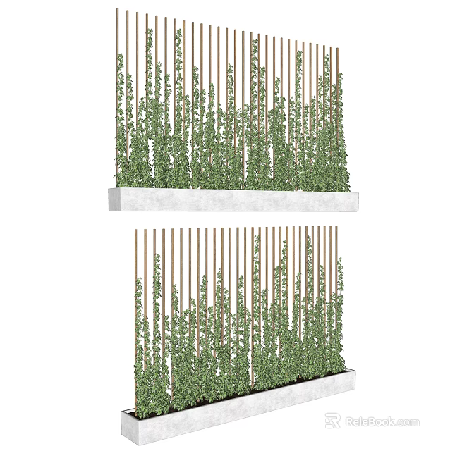 Vines Growing Vertically On Poles With Concrete Base For Outdoor Design 3d model