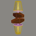 Modern Geometric Wall Lamp Featuring White Lampshade and Dark Frame on Beige Wall