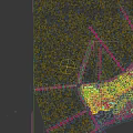 Aerial View Planning of Waterfront Urban Development with Illuminated Buildings and Green Spaces