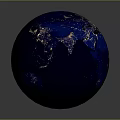 Blue Earth Globe Displaying Illuminated City Lights At Night View 3d model