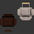 Two Modern Massage Chairs With Dark Red Leather And Wooden Backrest Swivel Base Design