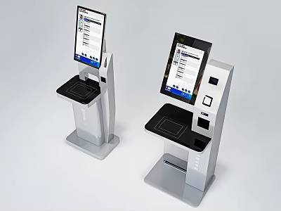 Modern Business Equipment Self Service Kiosk With Touch Screen And Payment Terminal 3d model