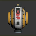 Space Exploration Propulsion Device Yellow Circular Body Fan Structure Antenna Red Button And Gray Parts