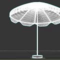 Blue Outdoor Umbrella With Wavy Canopy Black Frame And Round Base For Patio Use