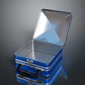 Blue Metal Handcase With Open Lid And Black Handle For Storage 3d model