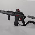 Futuristic Tactical Weapon Design With Black Red Accents Ergonomic Grip And Tactical Stock