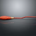 Red Decorative Broom With Curved Handle Golden Rings And Bristle Head
