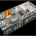 Modern Furniture Store Interior With Reception Desk Dining Table Chairs And Ceiling Lights
