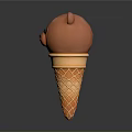Orange Bear Head Shaped Ice Cream In Waffle Cone Isolated On Gray Background