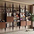 Modern Middle Ancient Bookshelf Storage Bookshelf Decorative Shelf Bookcase Ornaments Combination 3d model
