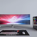 Gaming PC Setup With Curved Monitor RGB Desktop Keyboard Mouse And Headset