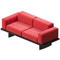 Cassina Double Sofa Solid Wood Double Sofa Leather Double Sofa 3d model