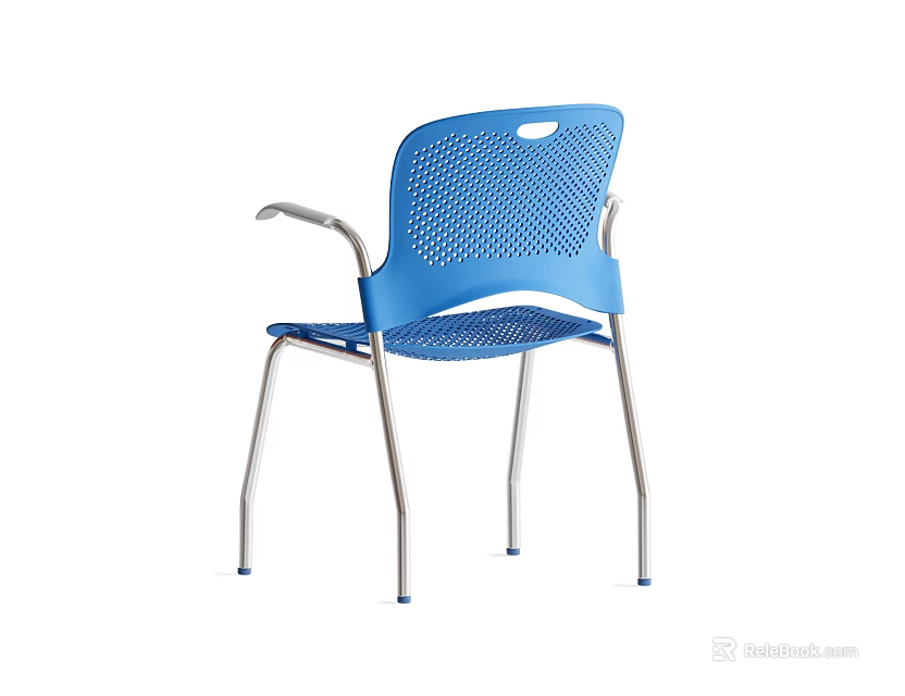 Blue Office Chair With Breathable Mesh Back Seat And Metal Frame Armrests 3d model 